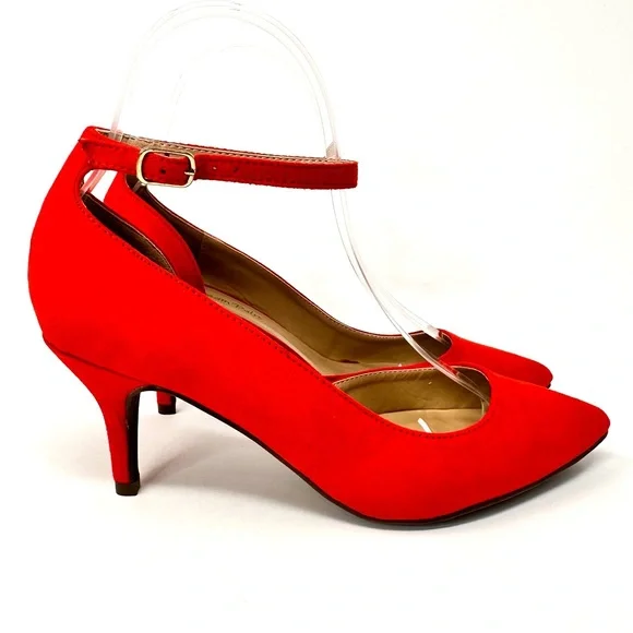 Dream Pairs Women's Red Suede Low Heel Dress Pump - Picture 6 of 11